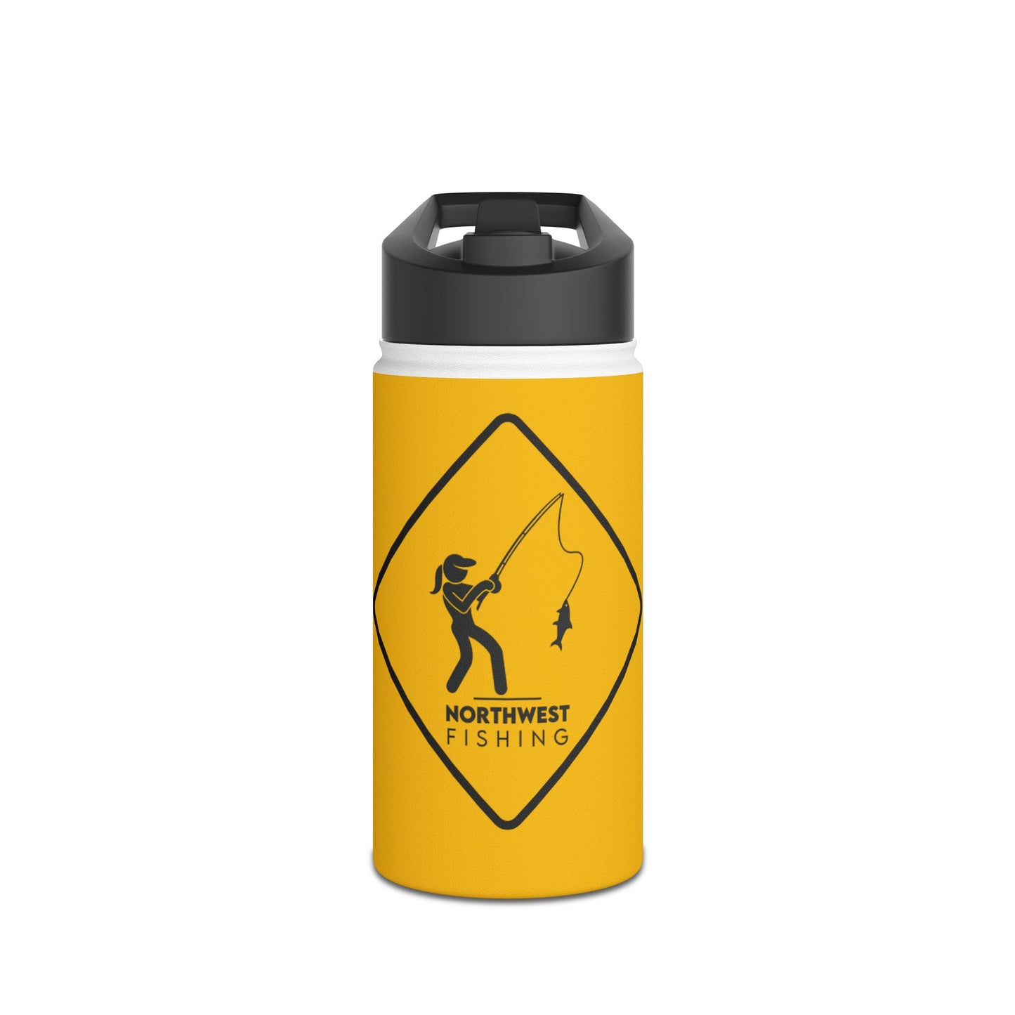 Warning! Lady Fishing Water Bottle