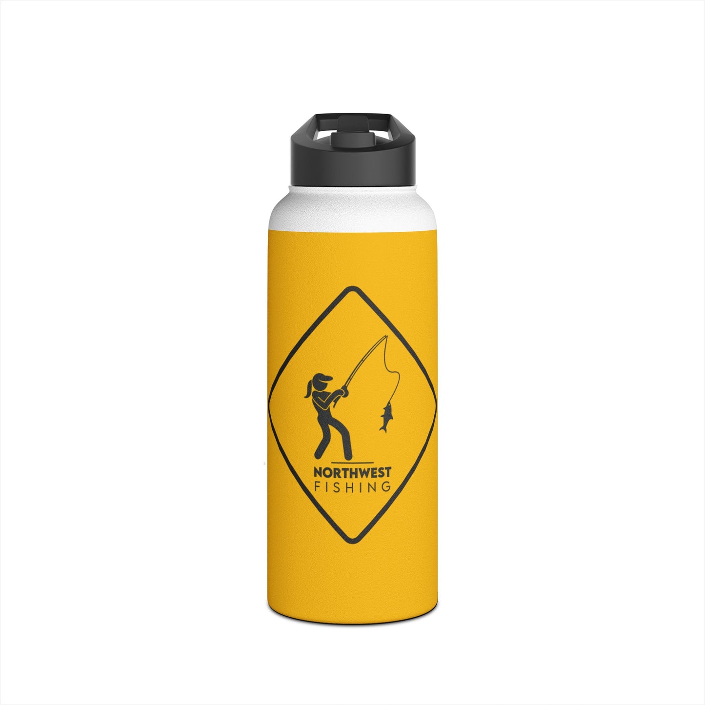 Warning! Lady Fishing Water Bottle